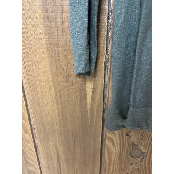Women’s Tahari 100% Linen Open Front Hooded Layering Army Green Cardigan Size S - Picture 5 of 7